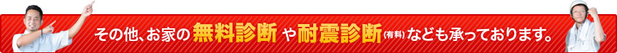 その他、お家の無料診断や耐震診断（有料）なども承っております。